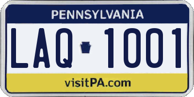 PA license plate LAQ1001
