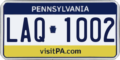 PA license plate LAQ1002