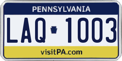 PA license plate LAQ1003
