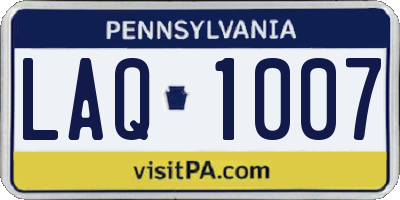 PA license plate LAQ1007