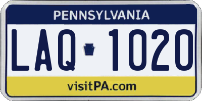 PA license plate LAQ1020