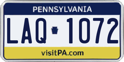 PA license plate LAQ1072