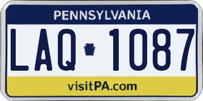 PA license plate LAQ1087