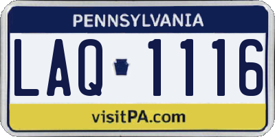 PA license plate LAQ1116