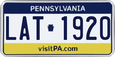 PA license plate LAT1920