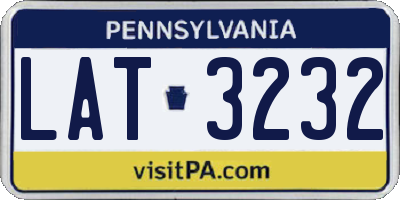 PA license plate LAT3232