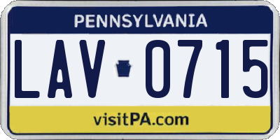PA license plate LAV0715