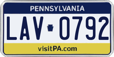 PA license plate LAV0792