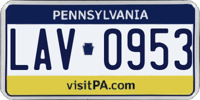 PA license plate LAV0953