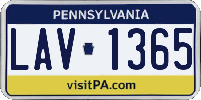 PA license plate LAV1365
