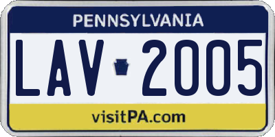 PA license plate LAV2005