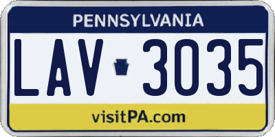 PA license plate LAV3035