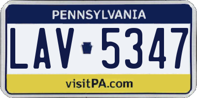 PA license plate LAV5347
