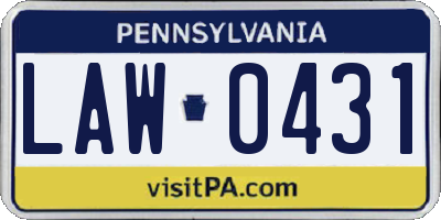 PA license plate LAW0431
