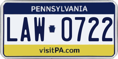 PA license plate LAW0722