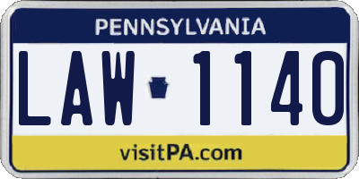 PA license plate LAW1140