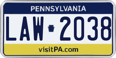 PA license plate LAW2038