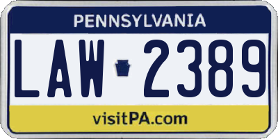 PA license plate LAW2389