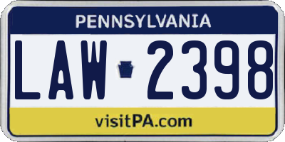 PA license plate LAW2398