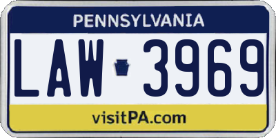 PA license plate LAW3969