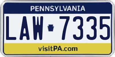 PA license plate LAW7335