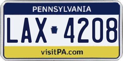 PA license plate LAX4208