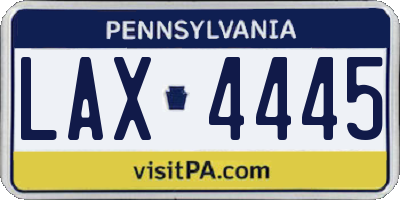PA license plate LAX4445