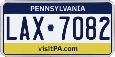 PA license plate LAX7082