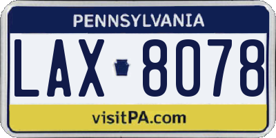 PA license plate LAX8078