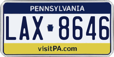 PA license plate LAX8646