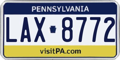 PA license plate LAX8772