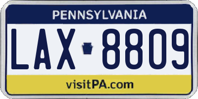 PA license plate LAX8809