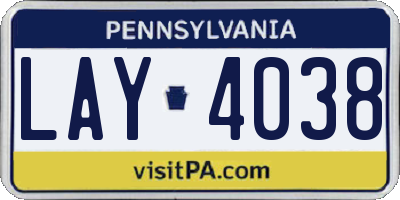PA license plate LAY4038