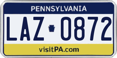 PA license plate LAZ0872