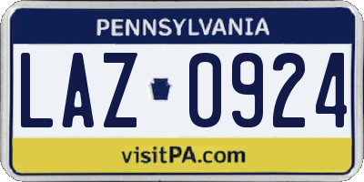 PA license plate LAZ0924