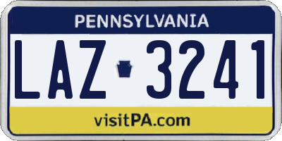 PA license plate LAZ3241