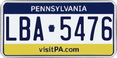 PA license plate LBA5476