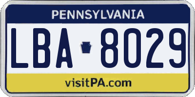 PA license plate LBA8029