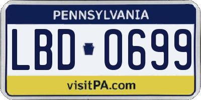 PA license plate LBD0699