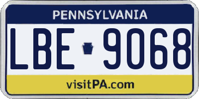 PA license plate LBE9068