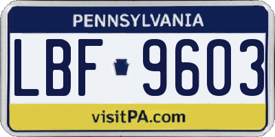 PA license plate LBF9603