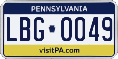 PA license plate LBG0049
