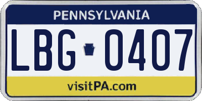PA license plate LBG0407