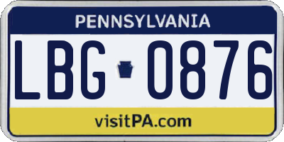 PA license plate LBG0876