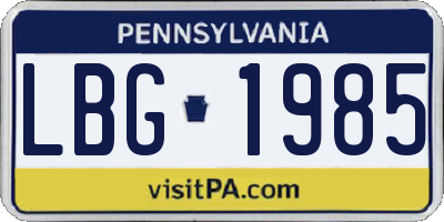 PA license plate LBG1985