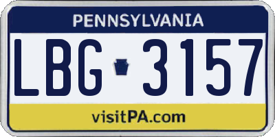 PA license plate LBG3157