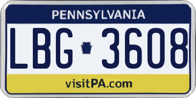 PA license plate LBG3608