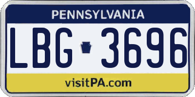 PA license plate LBG3696
