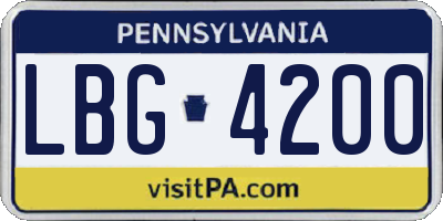 PA license plate LBG4200