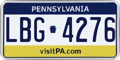 PA license plate LBG4276